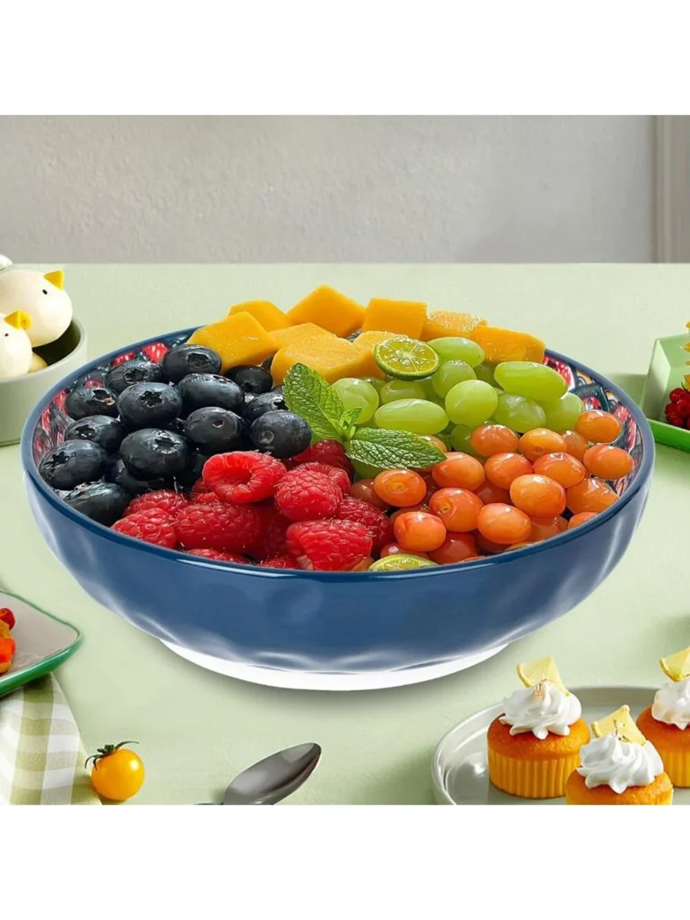 Large Bohemian Serving Bowls - 75 Oz Porcelain Dishes for Soup, Salad, Pasta